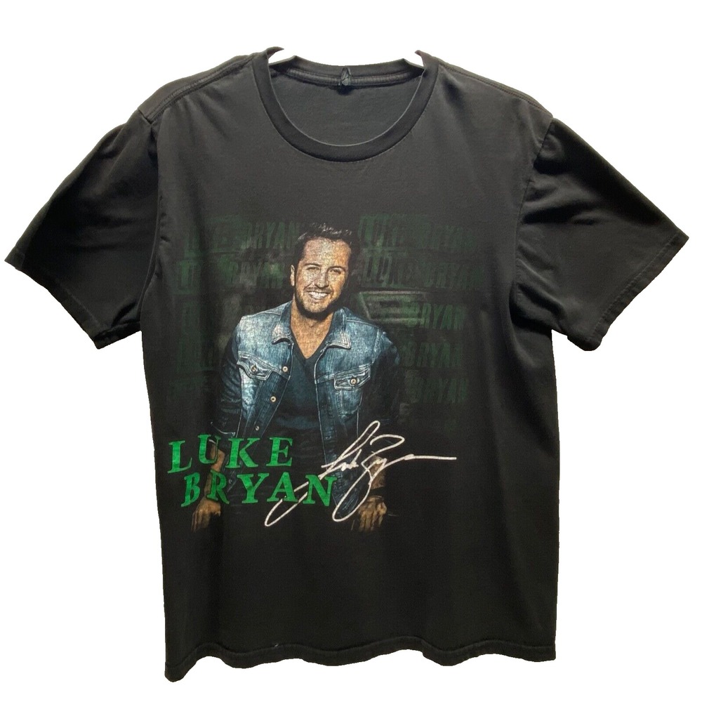 Luke Bryan T-Shirt Men's Medium Black Kick Up The Dust Tour Concert Tee District